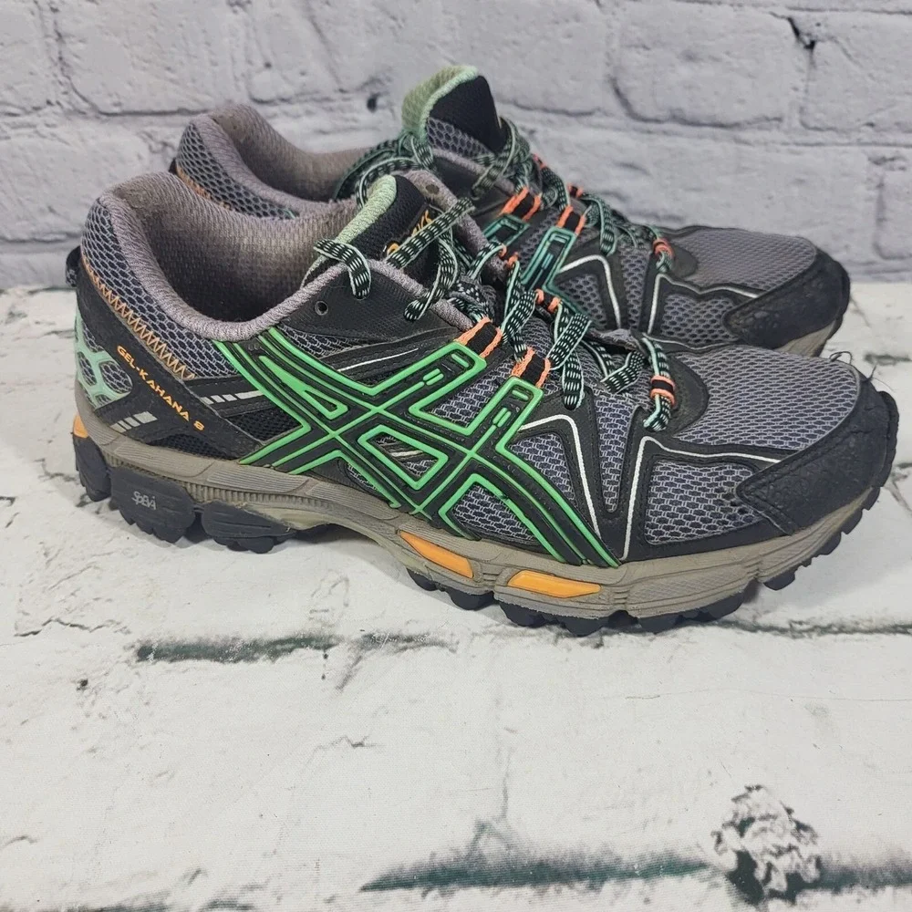 Asics Womens Gel Trabuco 6 Trail Running Shoes‎ Size 6.5 Gray & Green